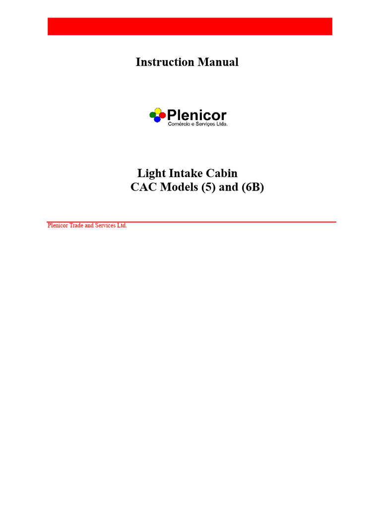 Light Intake Cabin Manual for CAC Models | PDF | Lighting | Optics