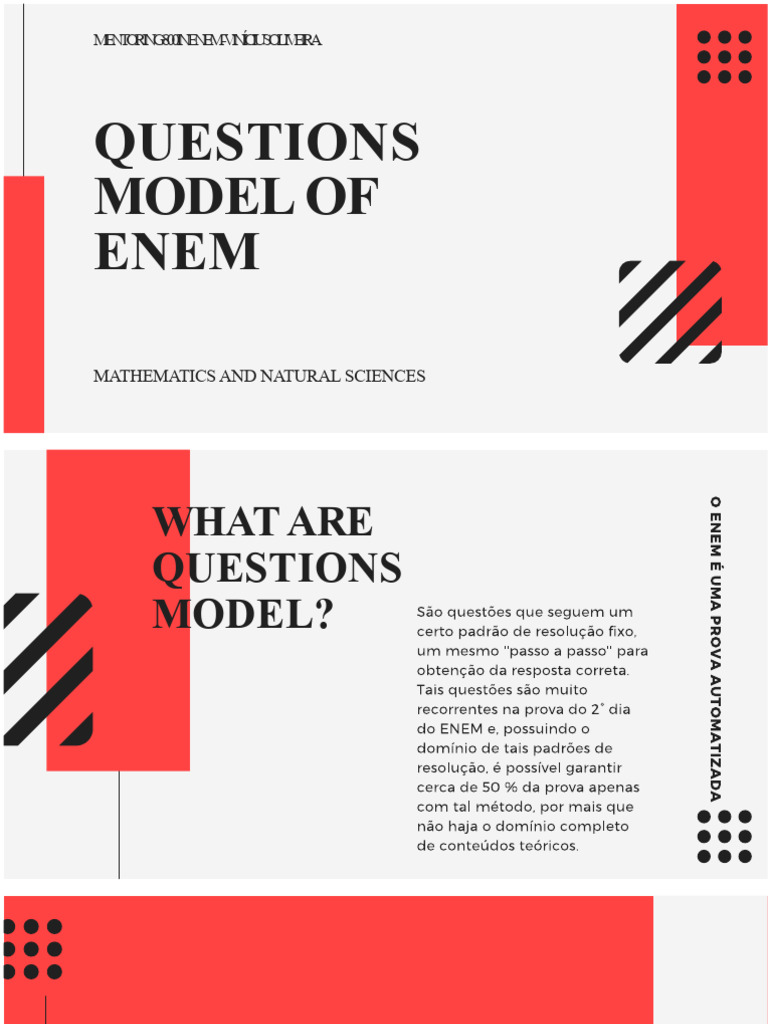MODEL QUESTIONS OF ENEM (2nd DAY OF EXAM) - MENTORSHIP 800 IN ENEM | PDF