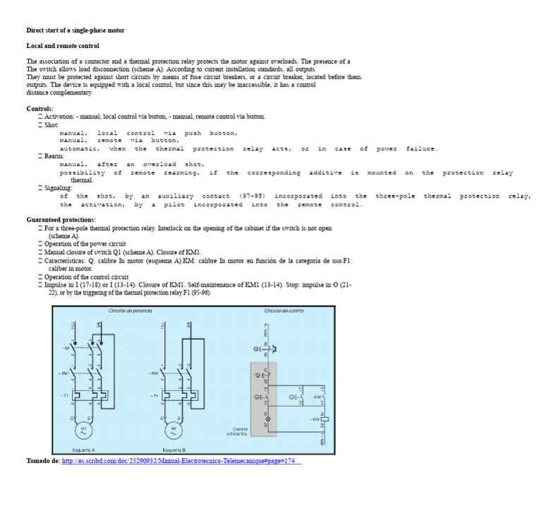 Direct start of a single-phase motor | PDF