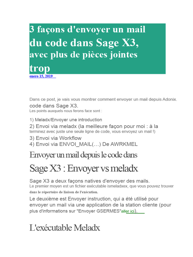 Envoyer des mails dans Sage X3 : 3 méthodes | PDF | Informatique | l ...