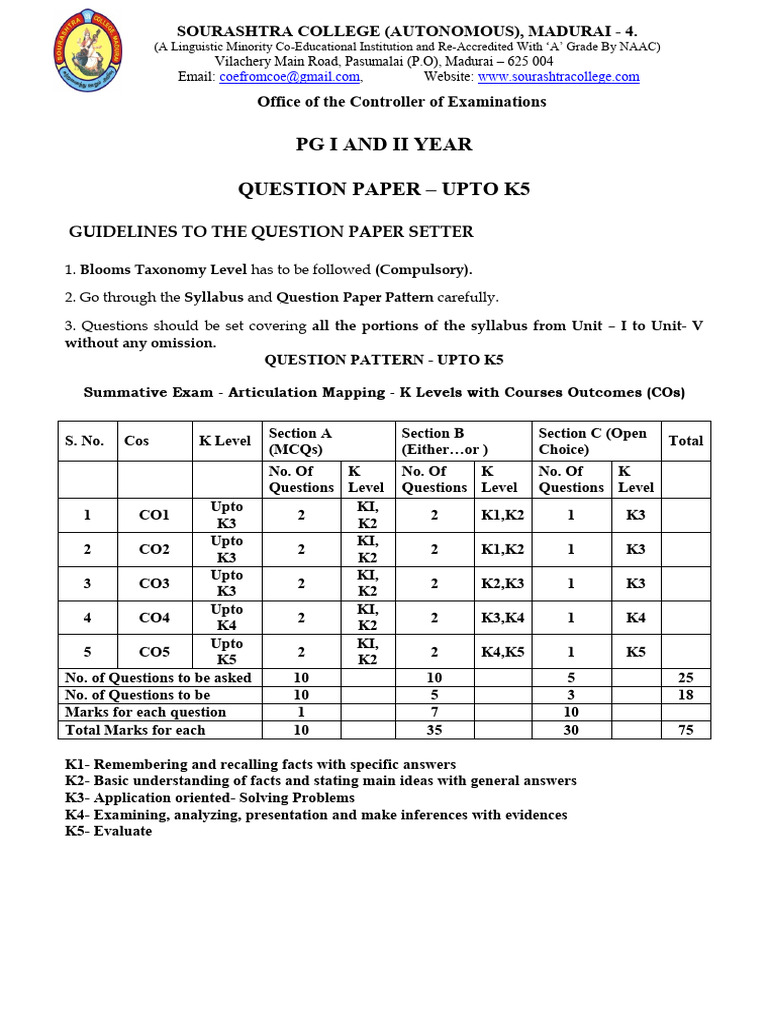 Obe k5 Instruction For Question Setters - April 2025 | PDF | Cognition ...