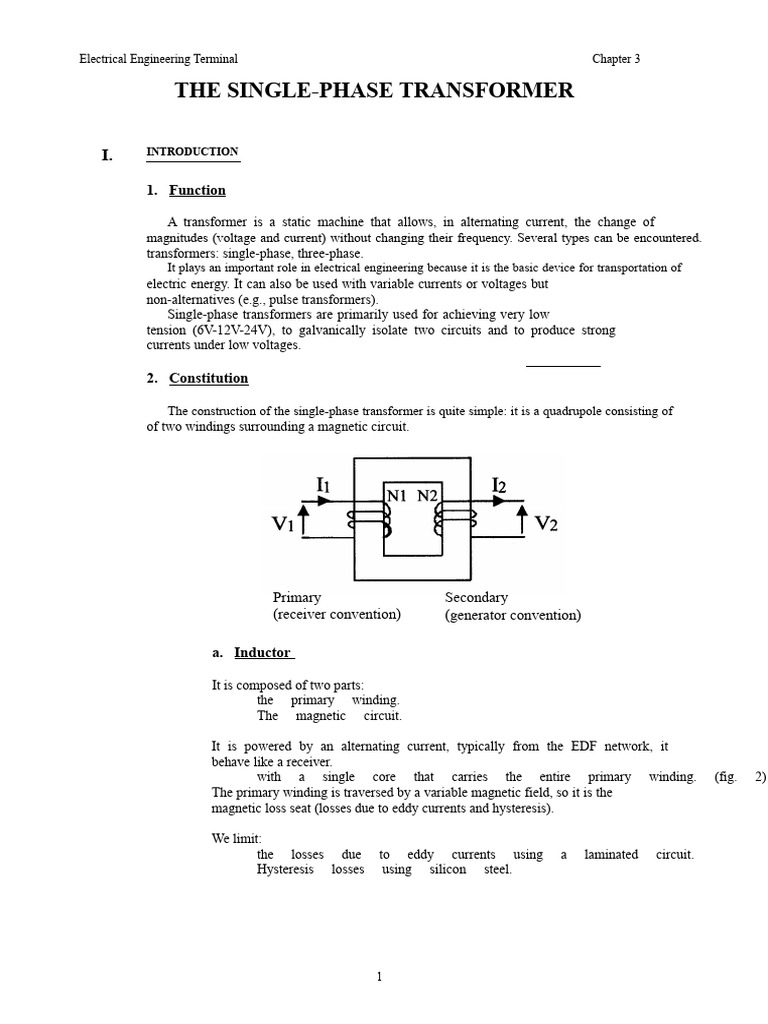 Single-Phase Transformer Overview | PDF | Transformer | Electric Current