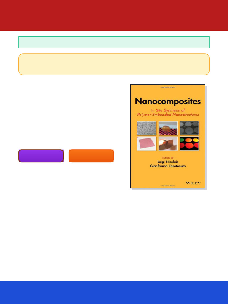 Nanocomposites In Situ Synthesis of Polymer Embedded Nanostructures 1st ...