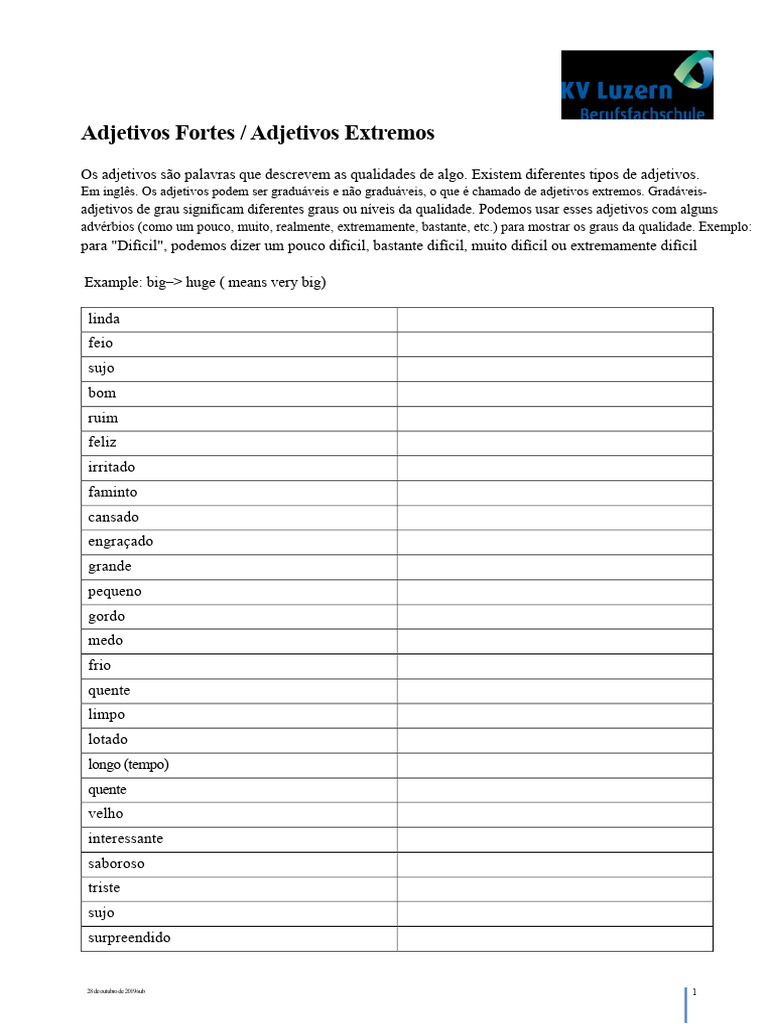 Adjetivos Fortes e Extremos em Inglês | PDF | Adjetivo