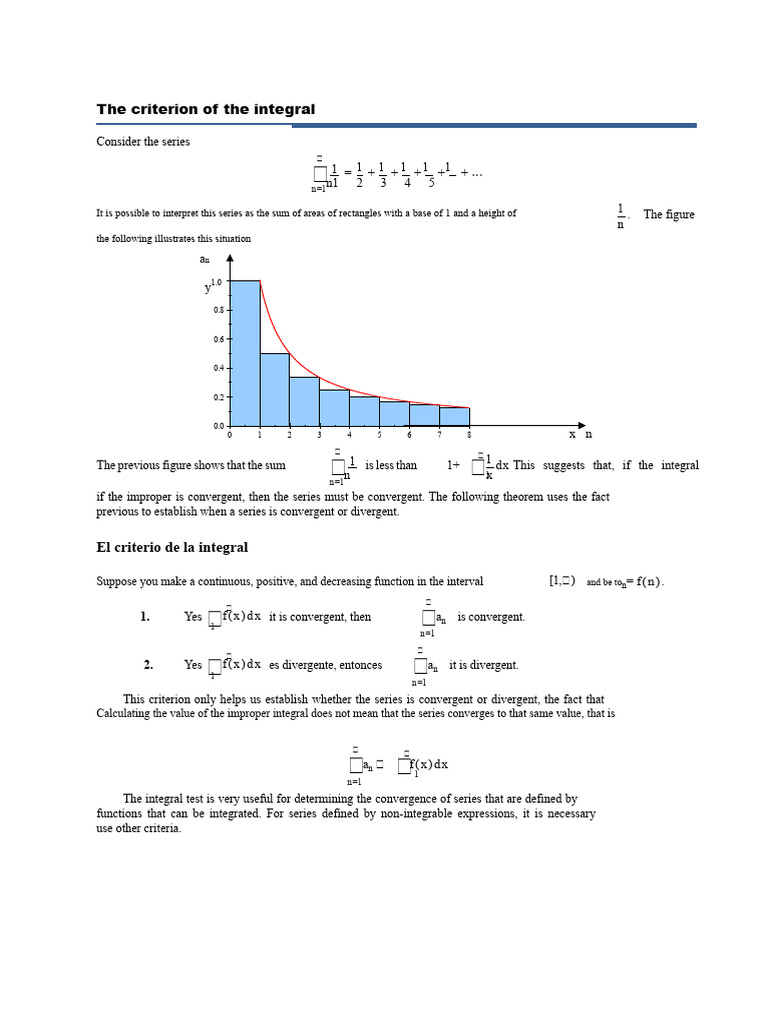 Integral Test for Series Convergence | PDF | Integral | Function ...