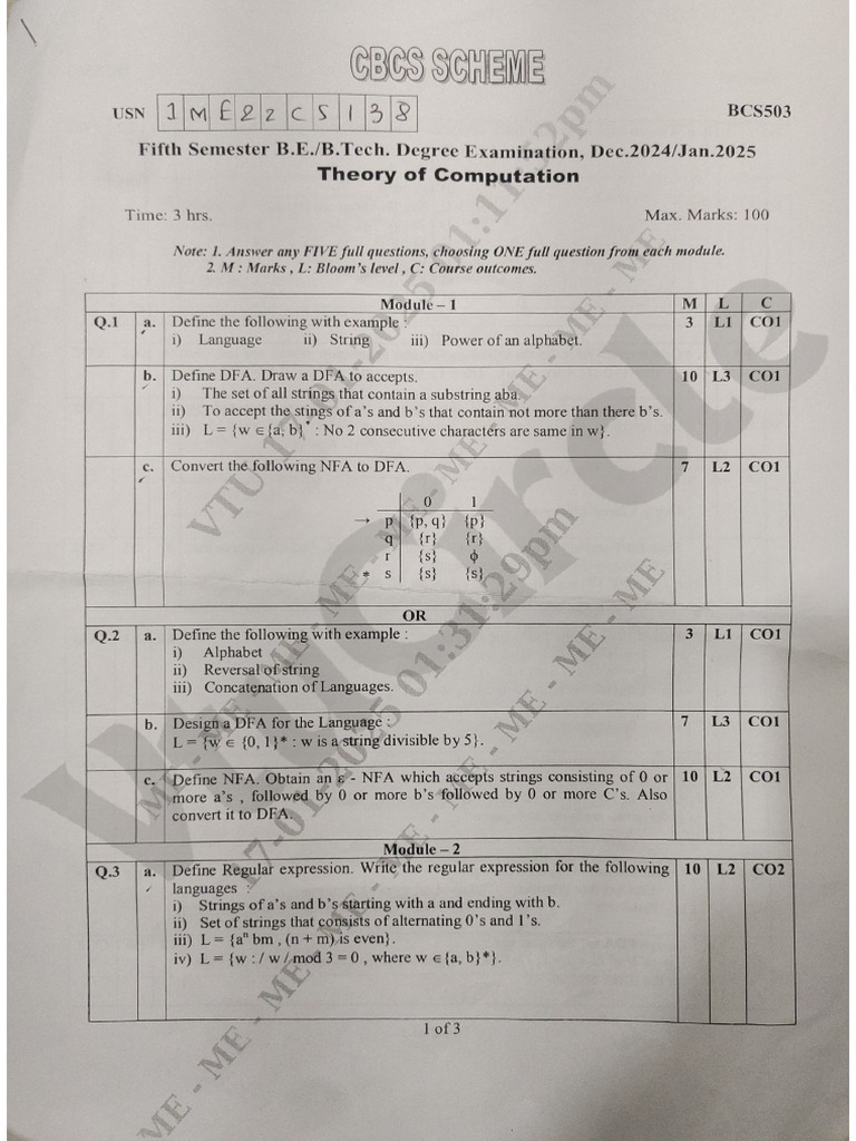BCS503 Regular Paper | PDF