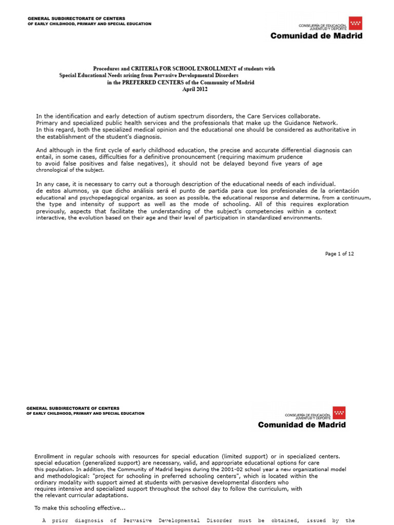 Enrollment Criteria for Special Education Students | PDF | Human ...