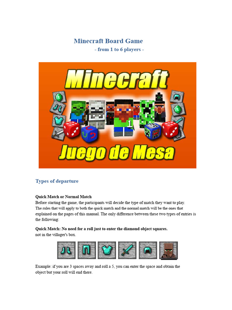 Minecraft Board Game Rules Explained | PDF | Minecraft