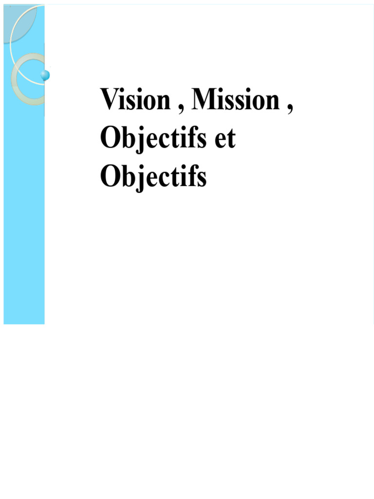 Vision, Mission et Objectifs Stratégiques | PDF | Business ...
