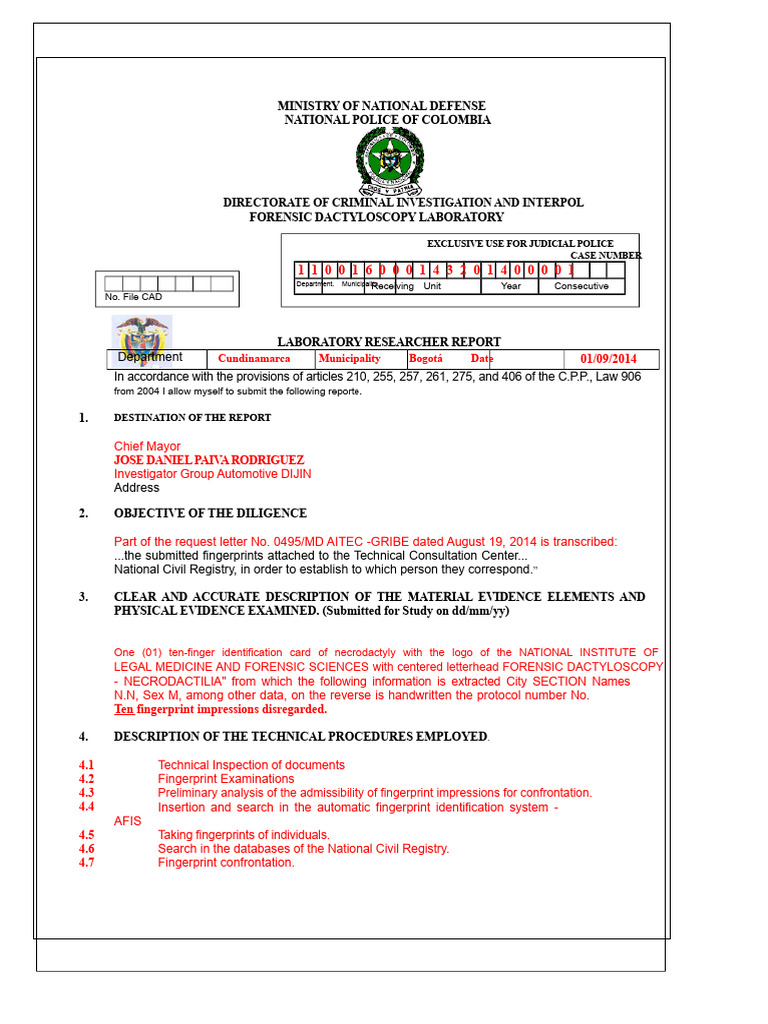 Forensic Dactyloscopy Laboratory Report | PDF | Fingerprint | Forensic ...