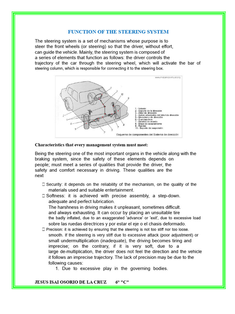 Steering System Functions Explained | PDF | Steering | Gear