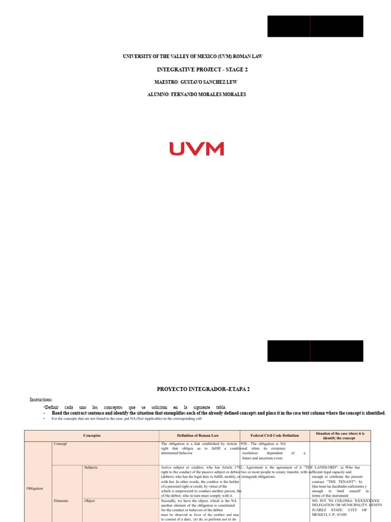 Roman Law Concepts in UVM Project | PDF | Lease | Leasehold Estate