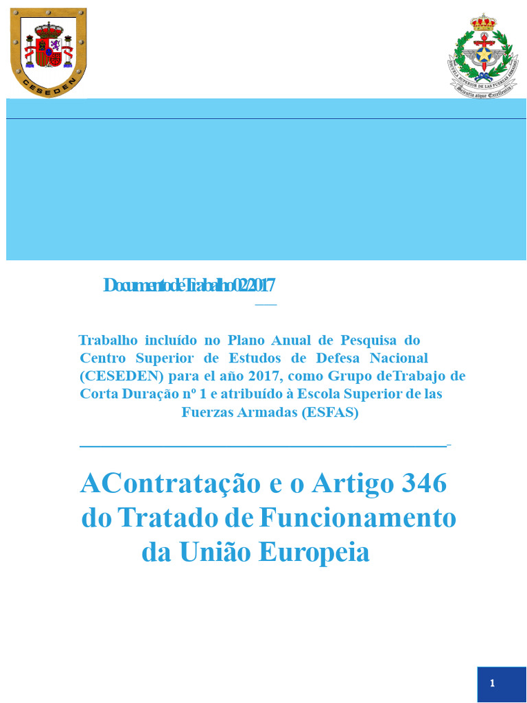 Contratação e Artigo 346 da UE: Análise | PDF | União Europeia | Economia