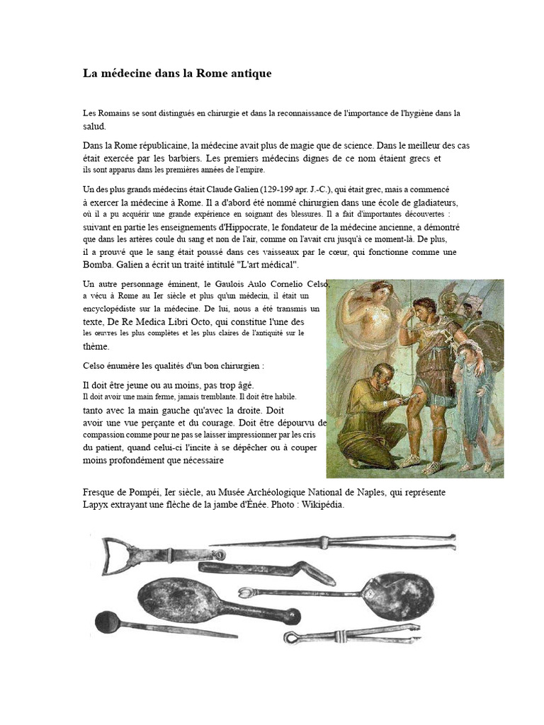 Médecine et hygiène dans la Rome antique | PDF | Rome antique | Empire ...