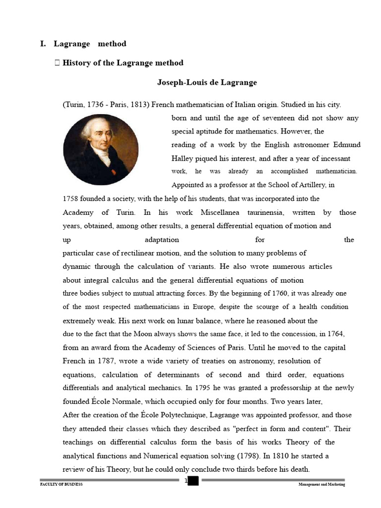 Applications of The Lagrange Method and Function Optimization | PDF ...