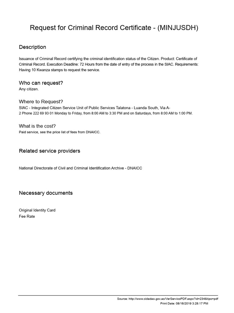 Criminal Record Certificate Request Guide | PDF