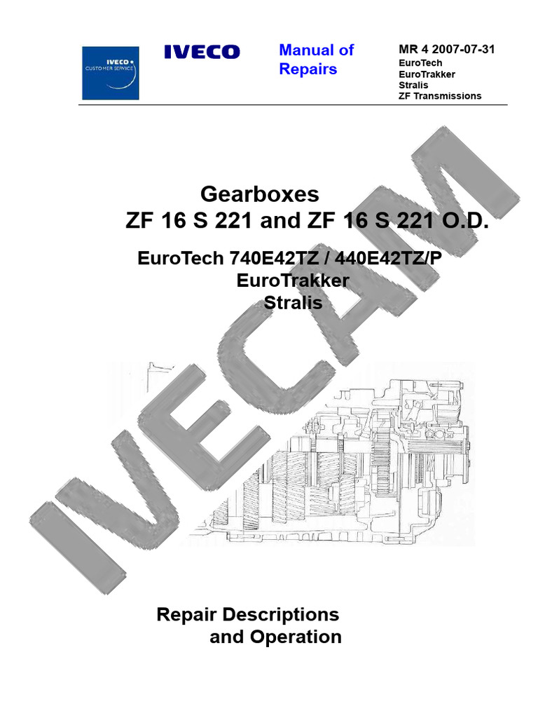 ZF 16 S 221 Gearbox Repair Manual | PDF | Manual Transmission | Equipment