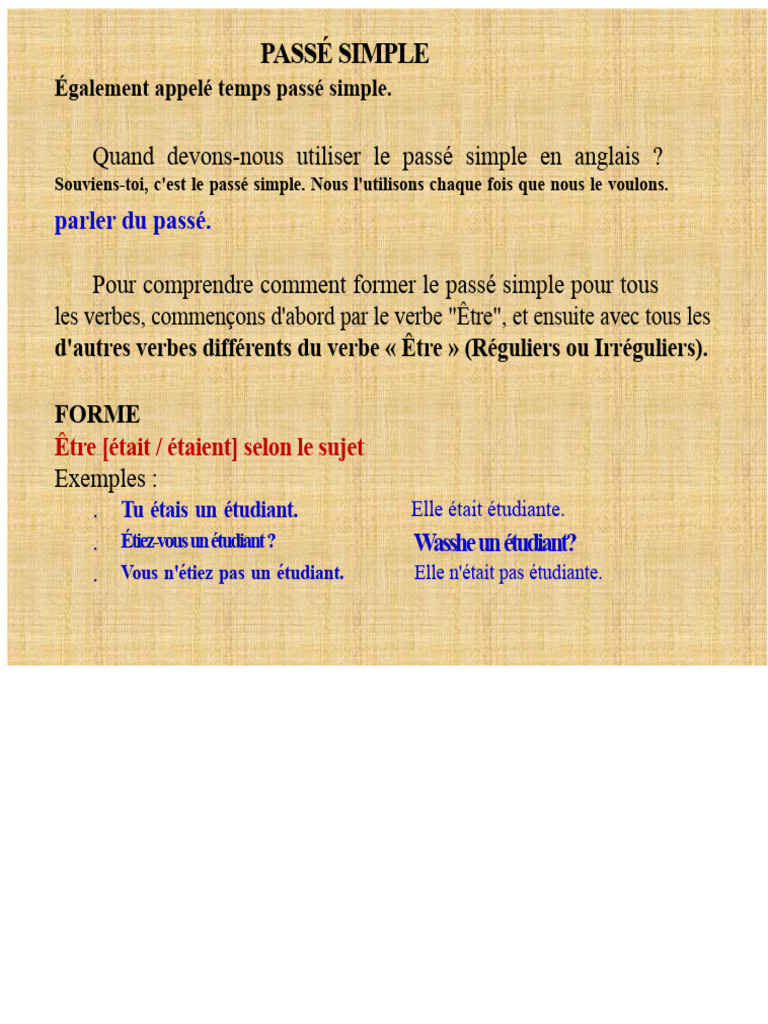 Guide du Passé Simple en Anglais | PDF | Verbe | Mécanique du langage