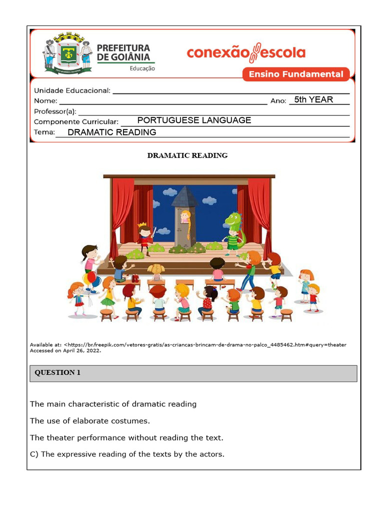 5th Year Dramatic Reading Guide | PDF | Learning | Human Communication