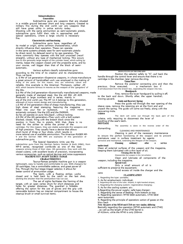 Submachine Guns: Types and Maintenance | PDF | Semi Automatic Firearm | Gun