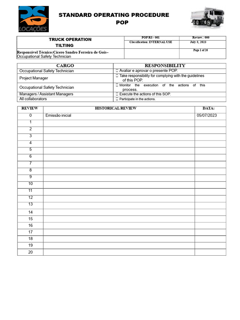 Truck Operation Safety SOP Guide | PDF | Occupational Safety And Health ...