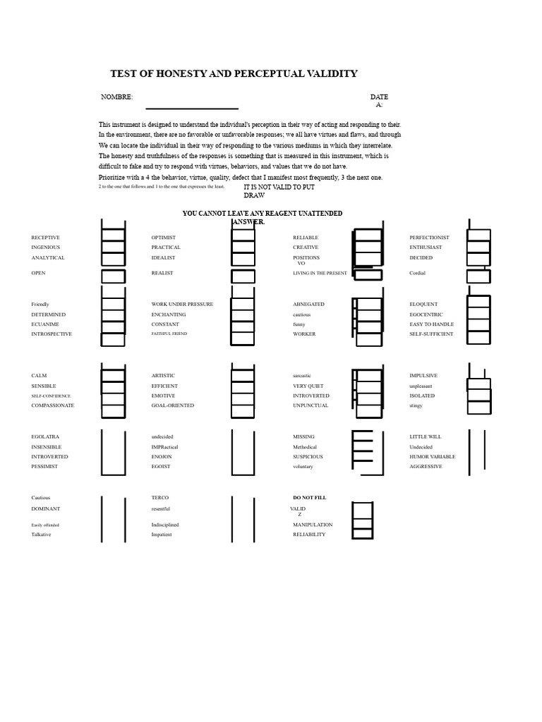 Honesty and Perceptual Validity Test | PDF | Science | Value (Ethics)