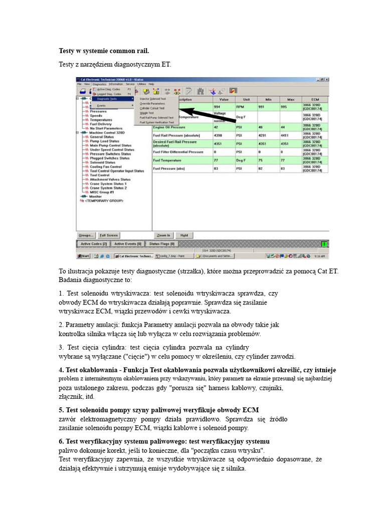 Testy Systemu Common Rail | PDF