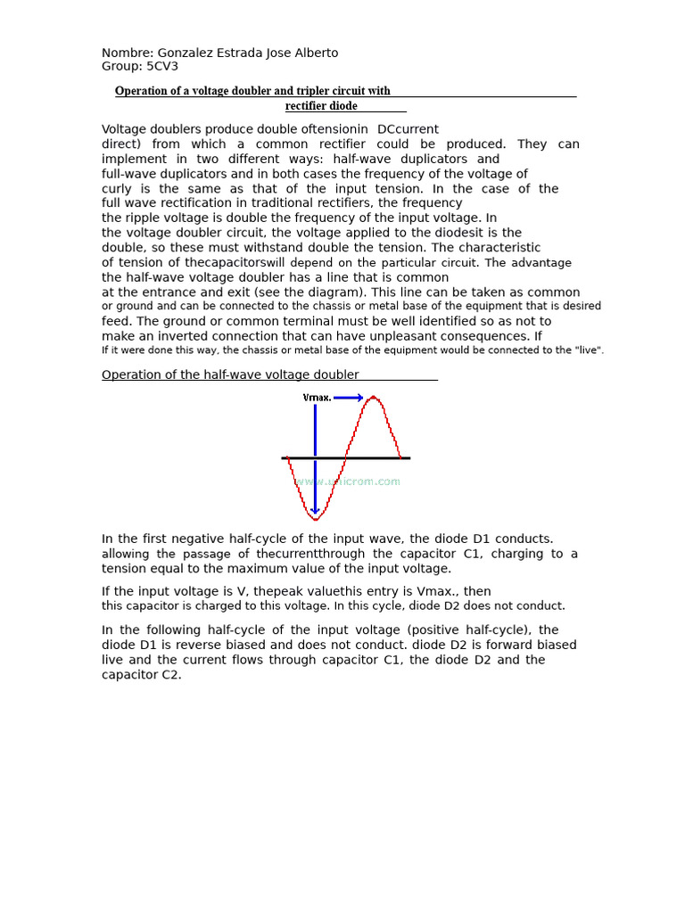 Operation of A Voltage Doubler and Tripler Circuit With Rectifier Diode ...