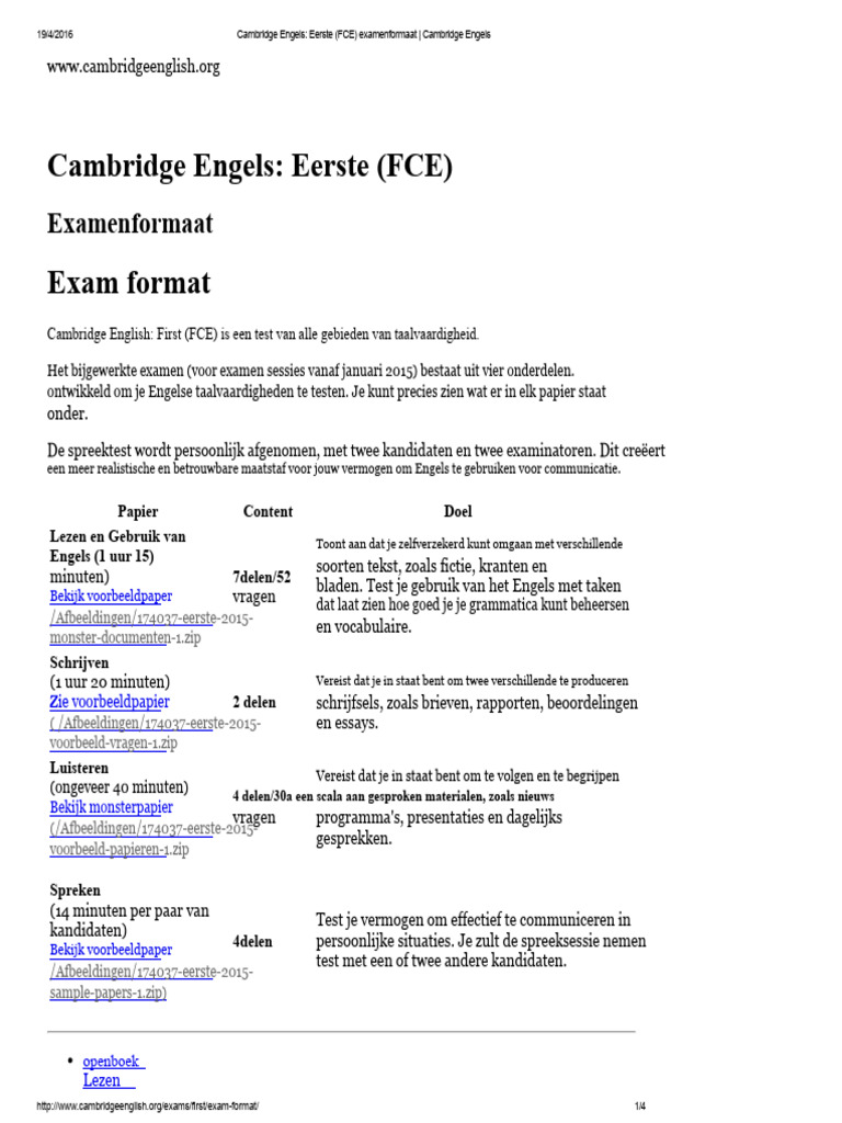FCE Examenformaat | PDF