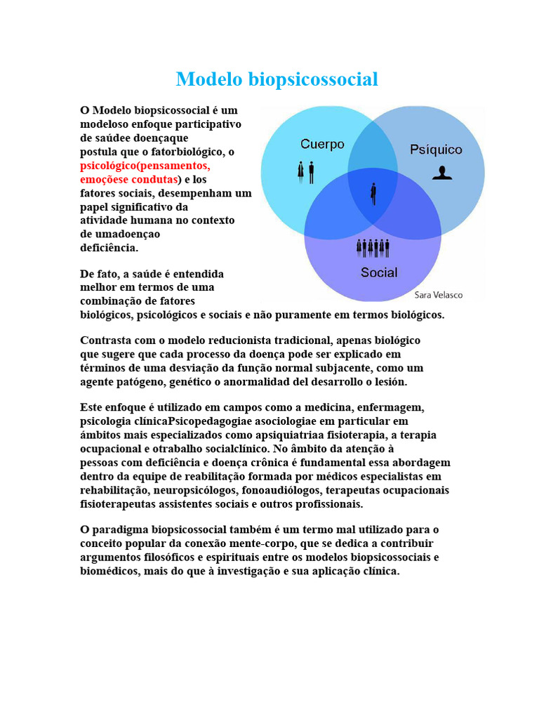 Modelo Biopsicossocial na Saúde e Doença | PDF