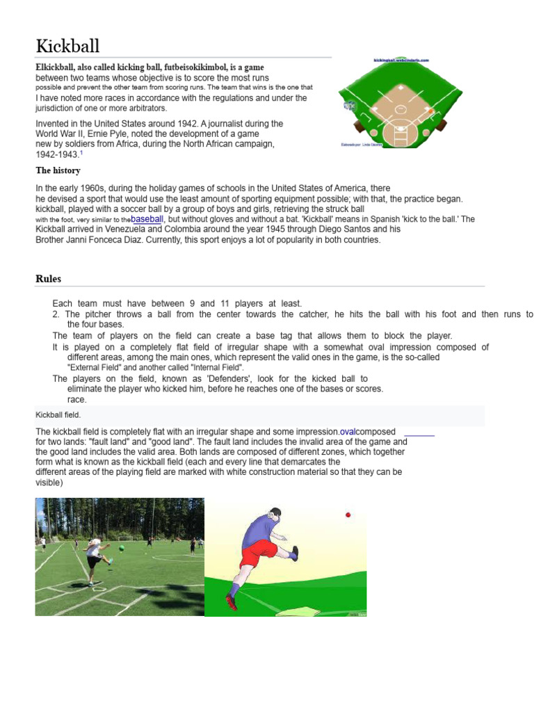 Kickball: Rules and History Explained | PDF