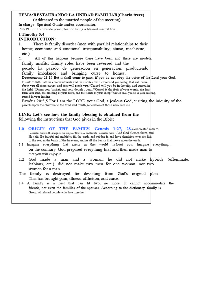 Restoring Family Unity | PDF | Religious Belief And Doctrine