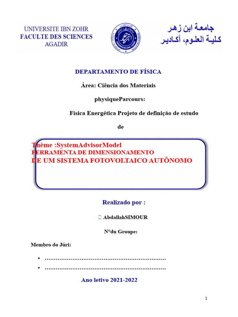 Sistema Advisor Model Ferramenta de Dimensionamento de Um Sistema ...