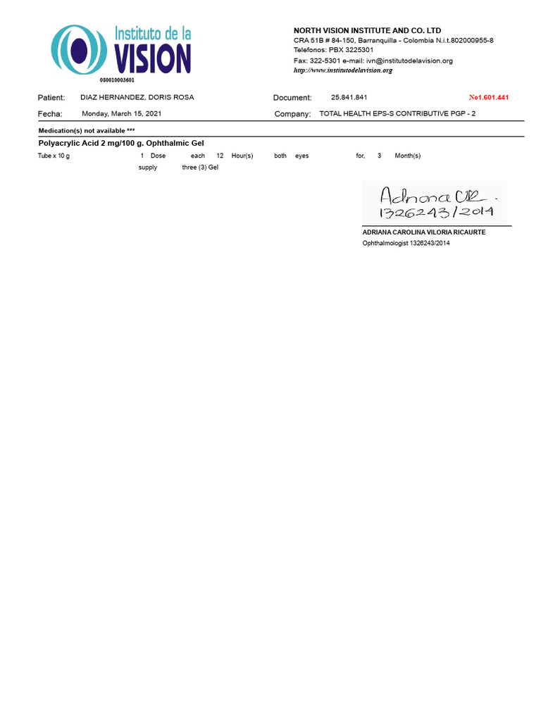 Ophthalmic Medication Prescription Details | PDF | Pharmaceutical ...