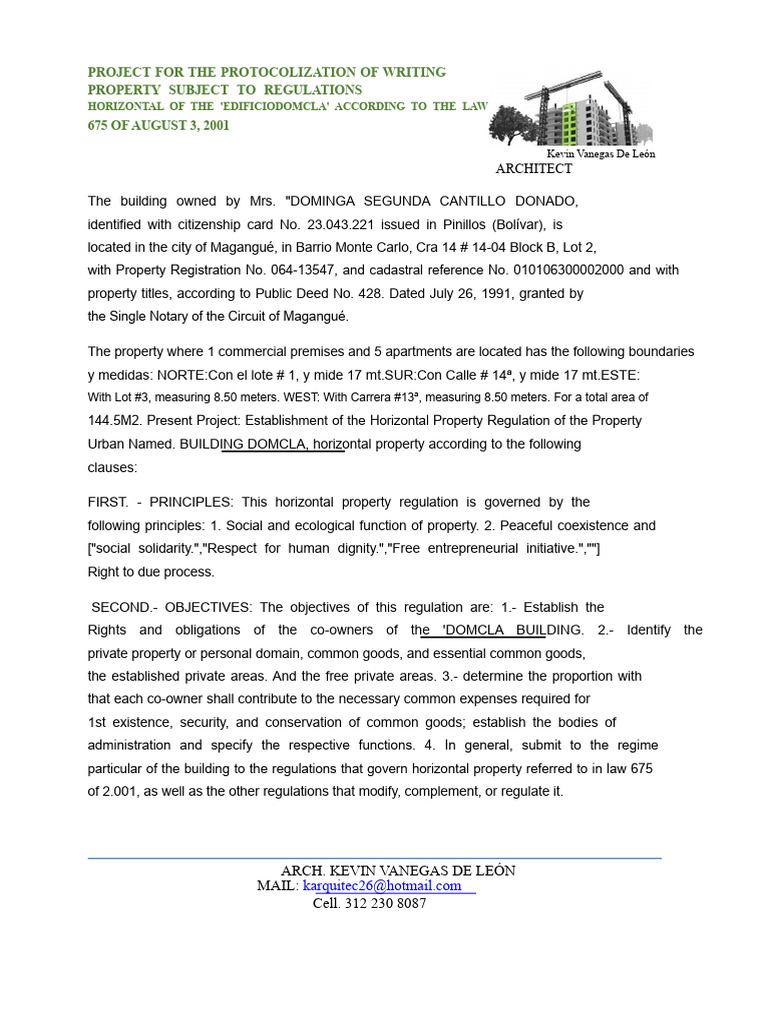 HORIZONTAL PROPERTY PROJECT MRS. DOMIGA.pdf | PDF | Insurance | Property