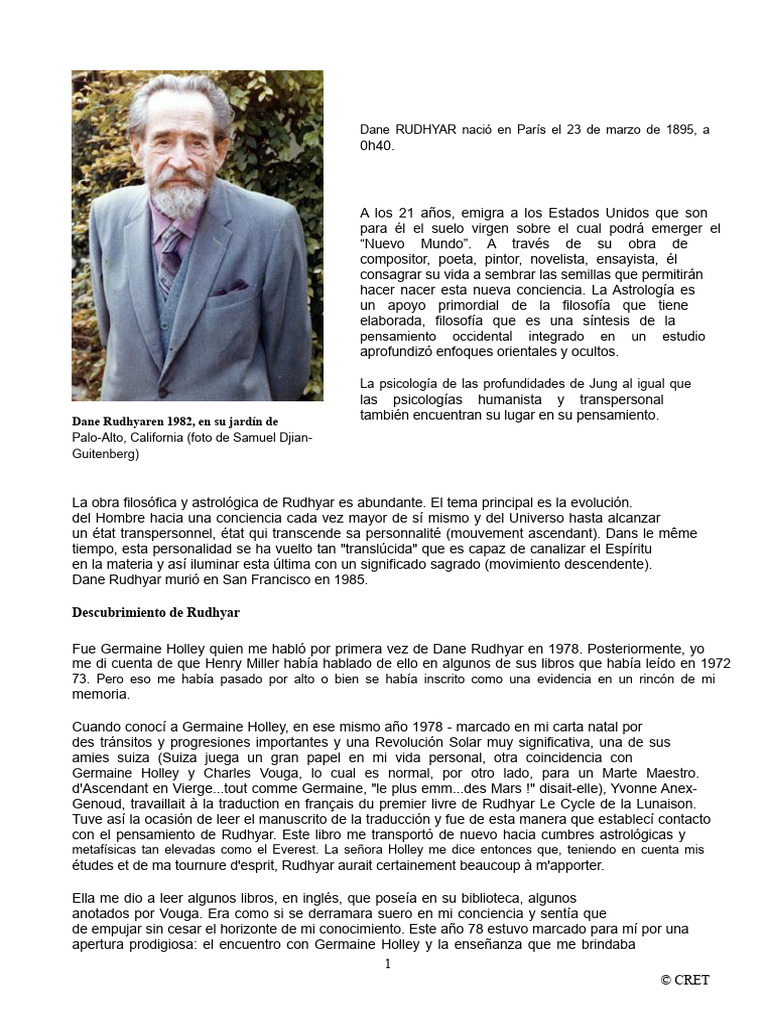 Vida y legado de Dane Rudhyar | PDF | Astrología