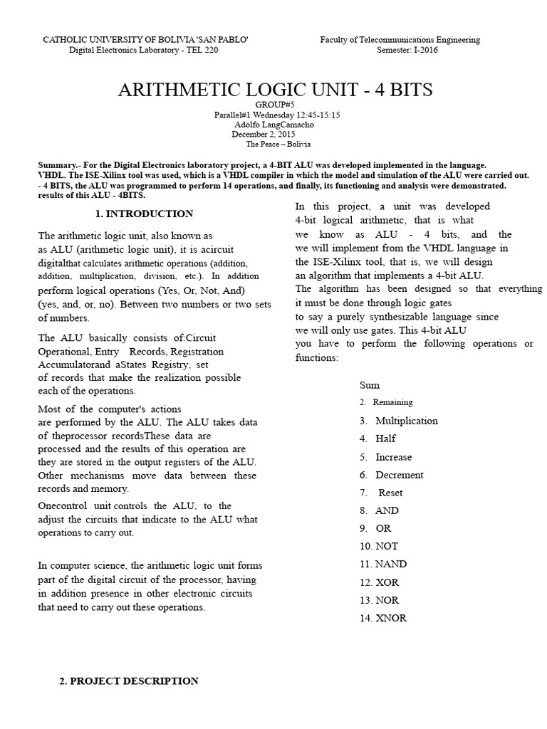 ALU-4-BITS | PDF | Vhdl | Logic Gate