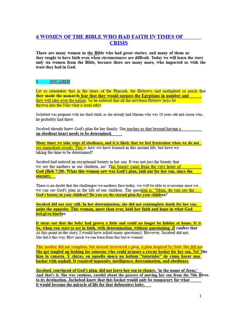 6 Women of The Bible Who Had Faith in Times of Crisis | PDF | Esther ...