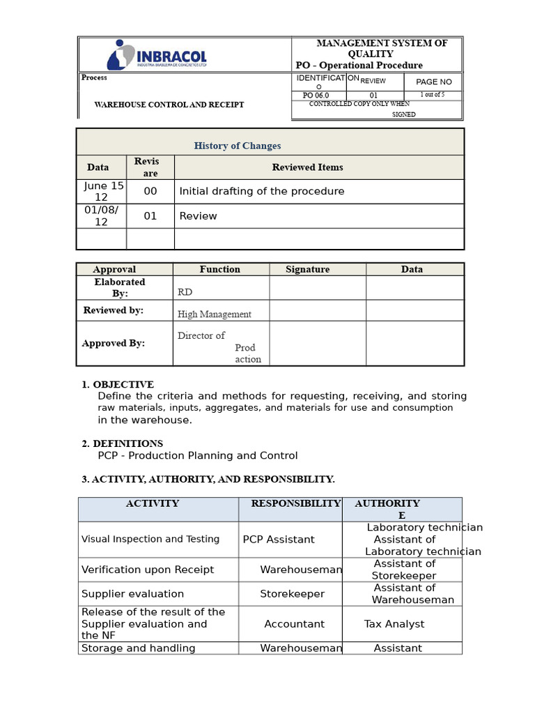 Warehouse Control and Receipt Procedure | PDF | Receipt | Invoice