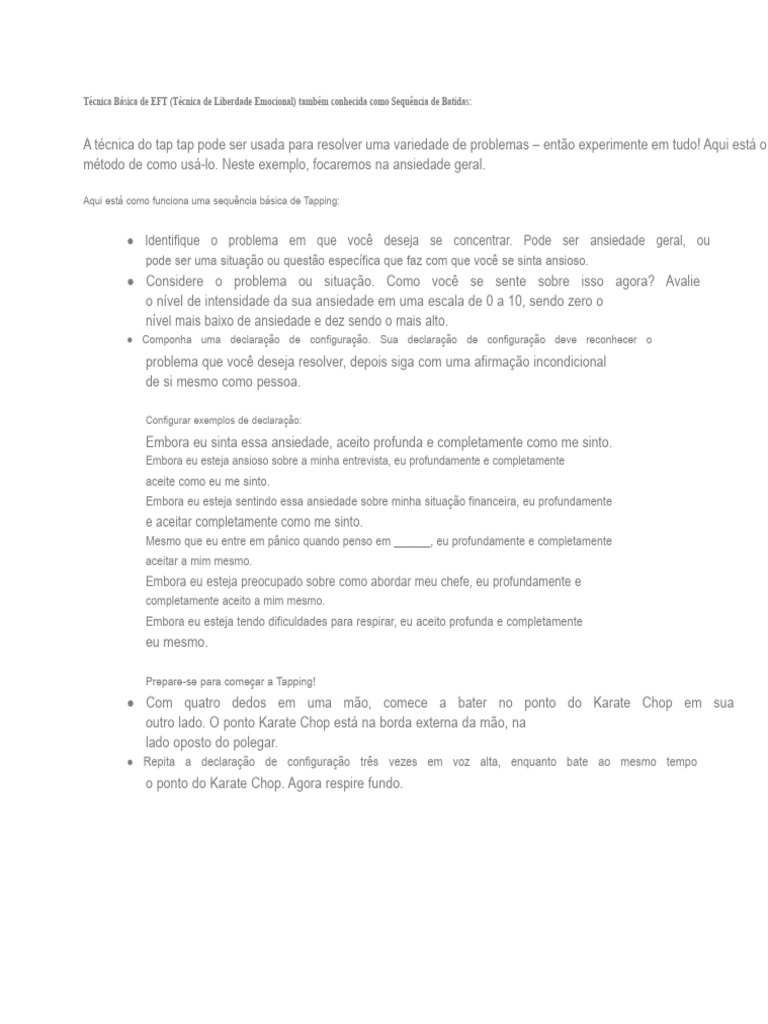 Guia Prático de Tapping para Ansiedade | PDF | Pensamento | Ansiedade