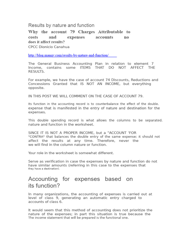 Results by Nature and Function | PDF | Expense | Income Statement