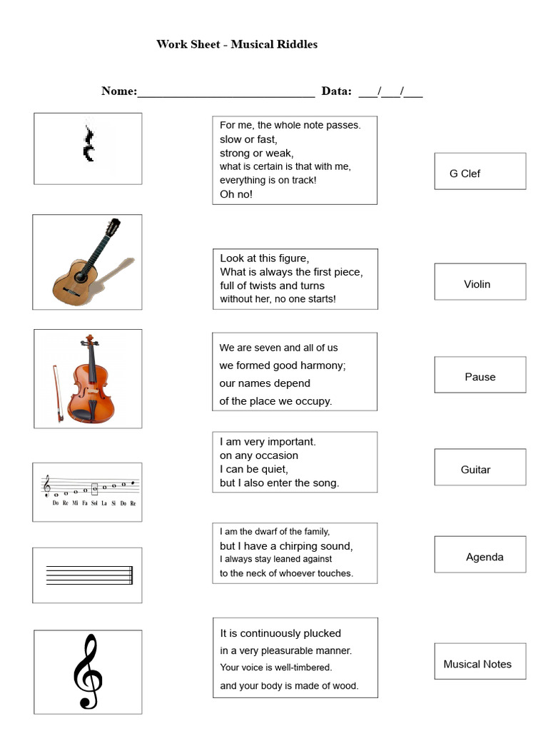 Musical Riddles Worksheet | PDF
