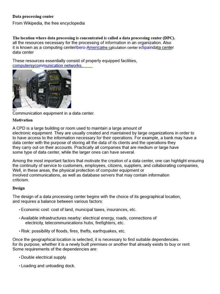 Overview of Data Processing Centers | PDF | Computer Data Storage ...