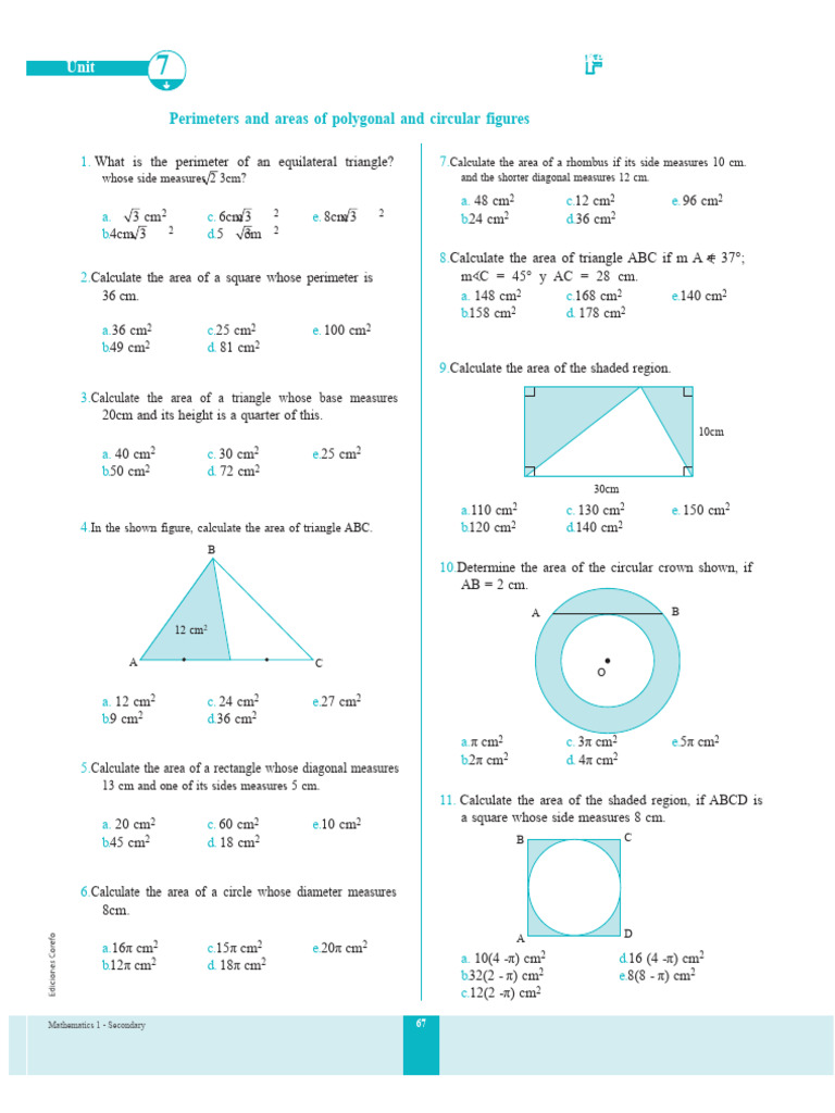 Polygon and Circle Area Calculations | PDF | Area | Triangle