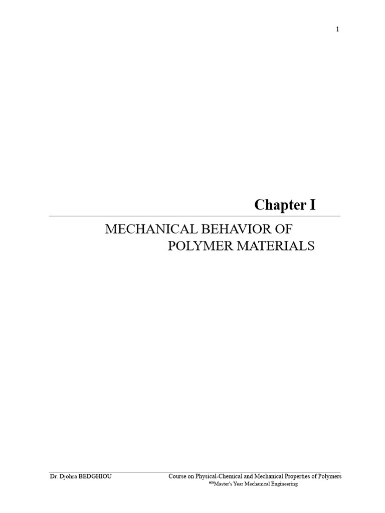 Mechanical Behavior of Polymer Materials Chapter I M1 S2 GM D.bedgHIOU ...