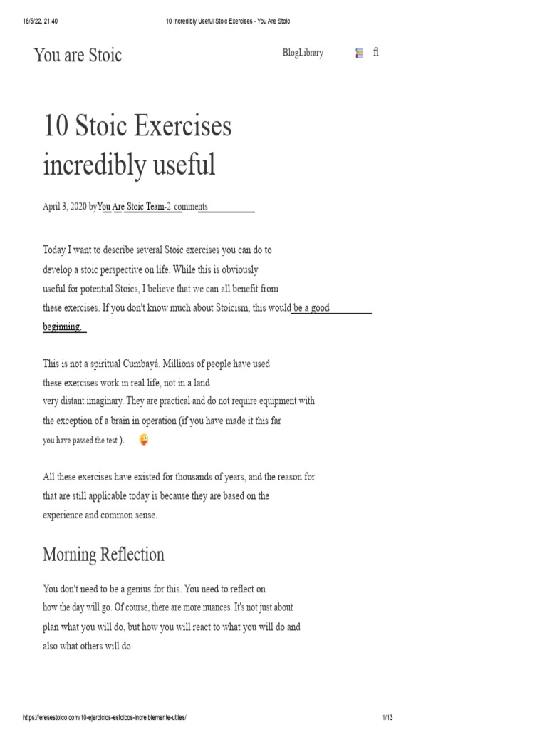 10 Practical Stoic Exercises for Life | PDF | Stoicism | Thought