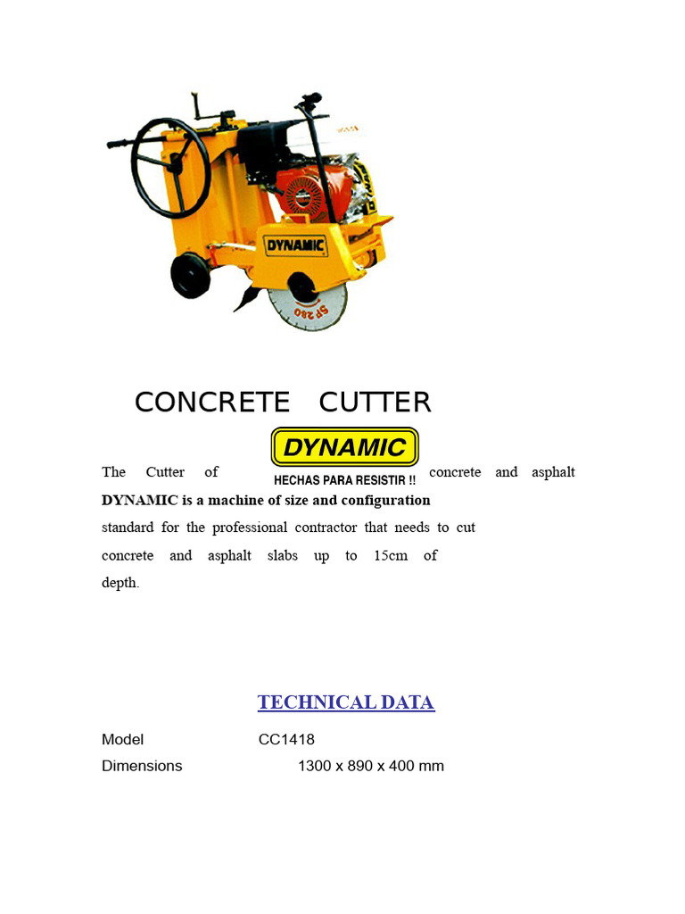 Concrete Cutter CC1418 Specifications | PDF | Engines | Bearing ...