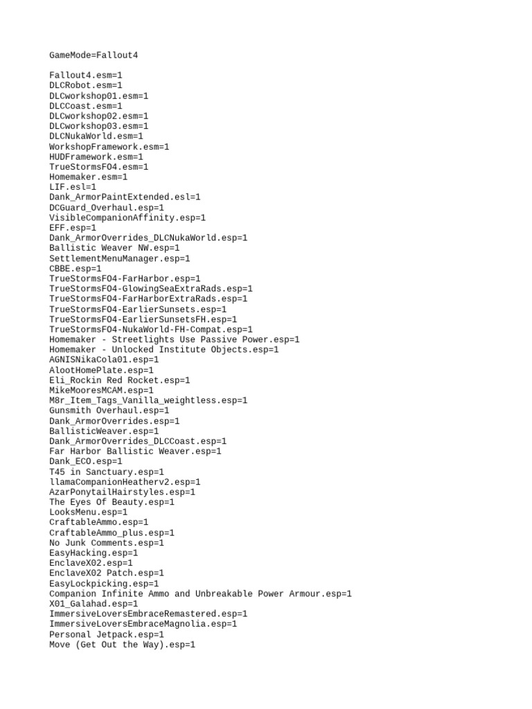 Fallout 4 Mod Configuration List | PDF