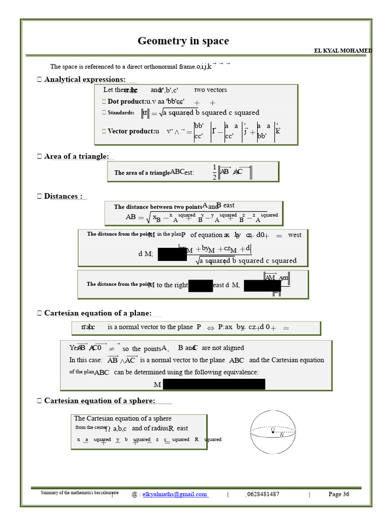 geometry-in-space-course-summary-1 | PDF | Sphere | Euclidean Vector