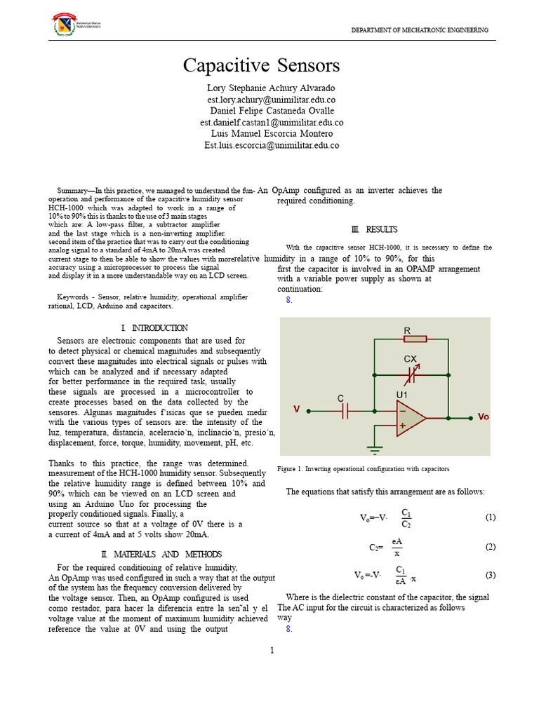 Report_3__Capacitive_Sensors | PDF | Capacitor | Operational Amplifier
